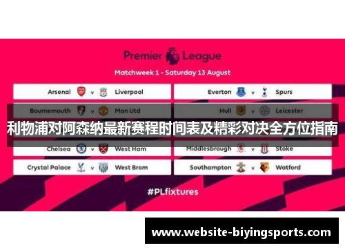 利物浦对阿森纳最新赛程时间表及精彩对决全方位指南